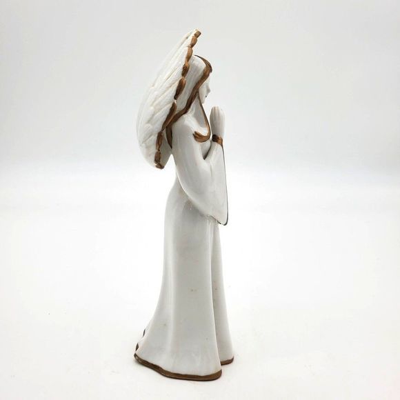VTG Reco Porcelain Angel Adoration 1986 Exclusive Edition White Porcelain Gold - Picture 4 of 8
